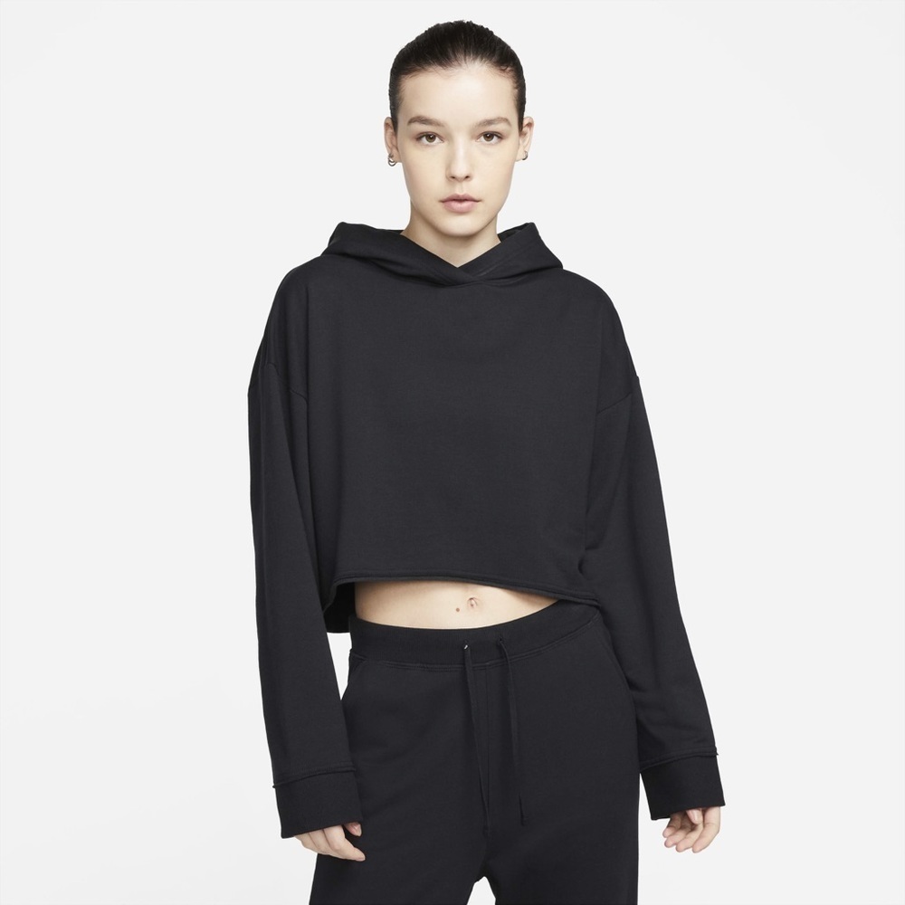 Nike Yoga Luxe Women's Cropped Fleece Hoodie in Black